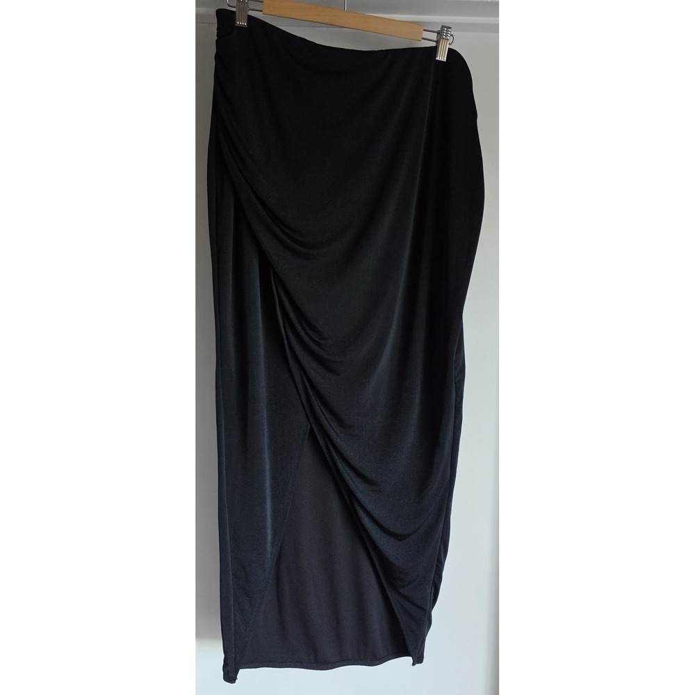 NWT Bar III Tulip Skirt Women 2X Black Maxi Long Open Front Jersey